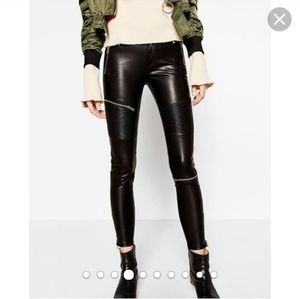 Faux leather biker trouser with zips